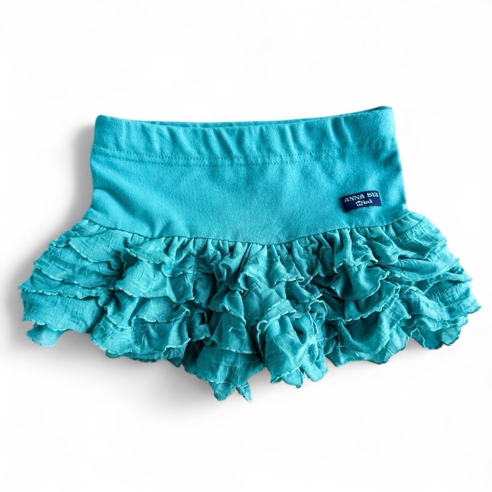 ANNA SUI MINI Teal Blue Ruffle Shorts Baby Girls size 80 (12 mos US)